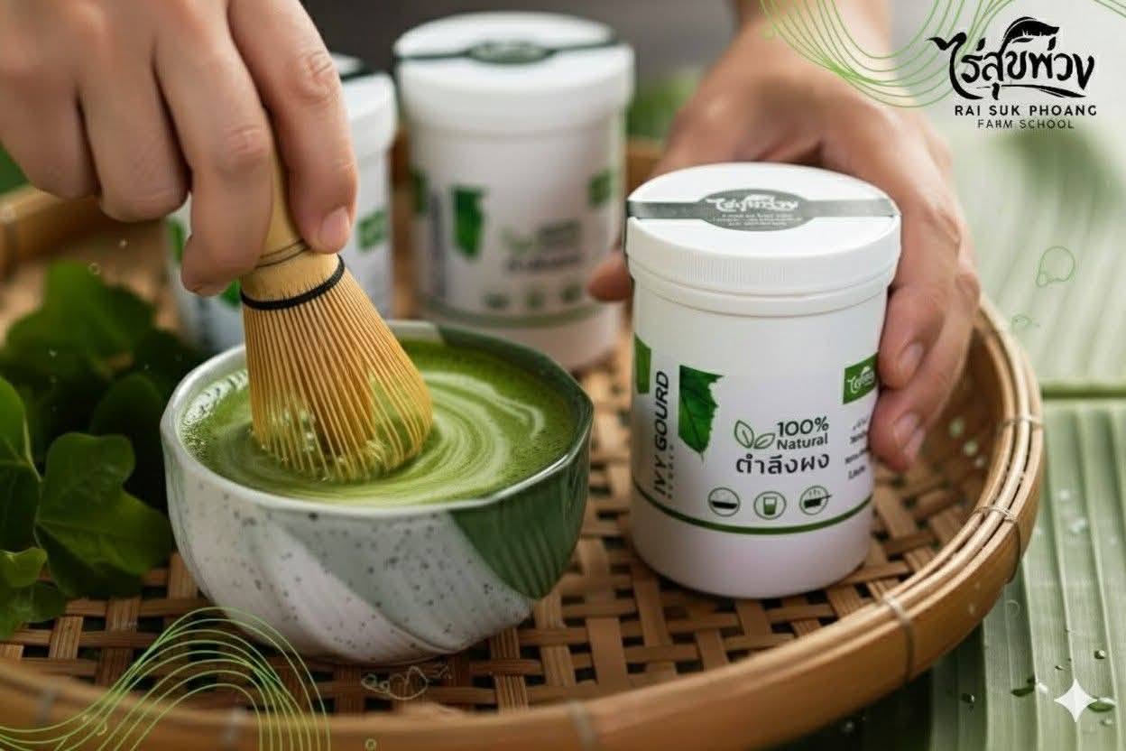 ผงชาเขียวจากใบตำลึง (Ivy Gourd Green Tea Powder)
