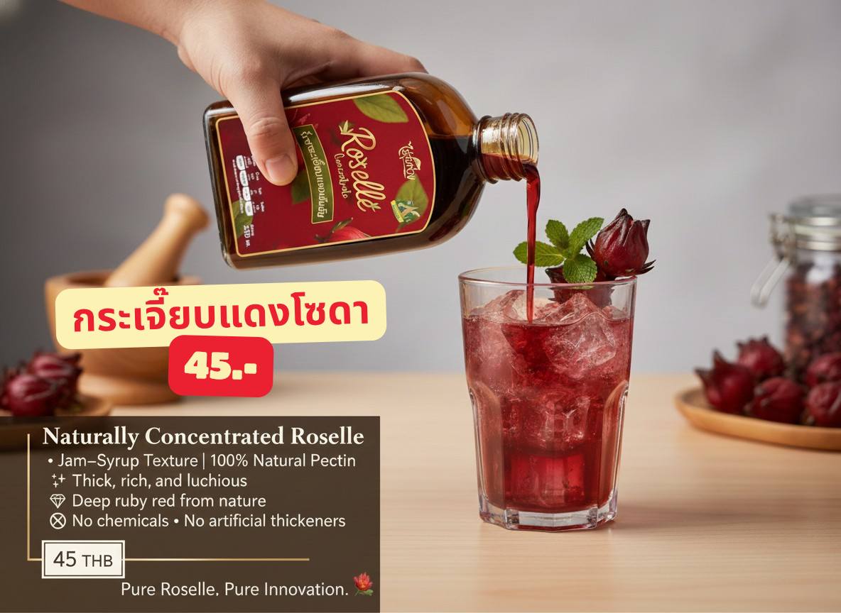 กระเจี๊ยบแดงปฃแปรรูป (Roselle syrub ,Roselle jam ,Roselle concentrate)