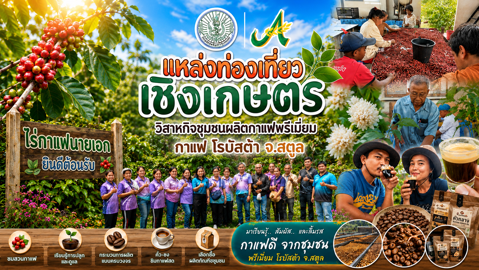 แหล่งท่องเที่ยวเชิงเกษตรวิสาหกิจชุมขนผลิตกาแฟพรีเมี่ยมกาแฟโรบัสต้า จ.สตูล